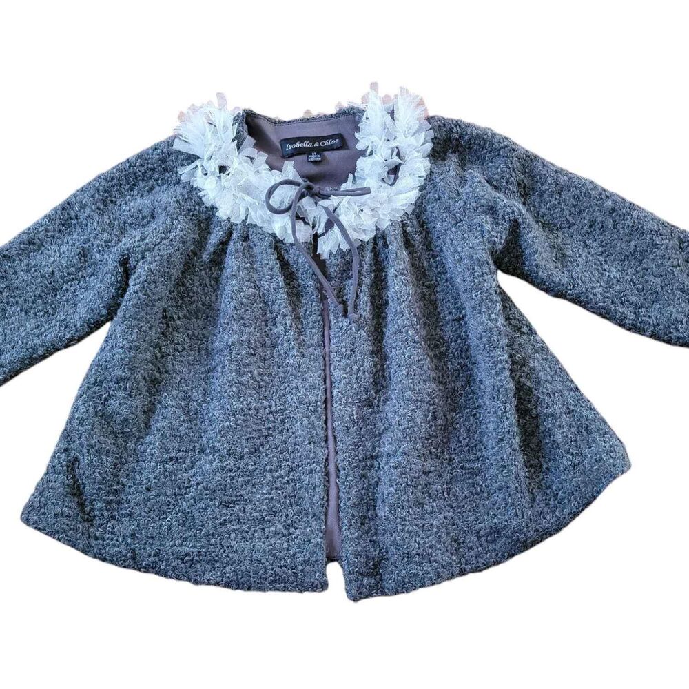 Girl's Size 2T Isobella & Chloe Gray Wrap Cardigan Beautiful